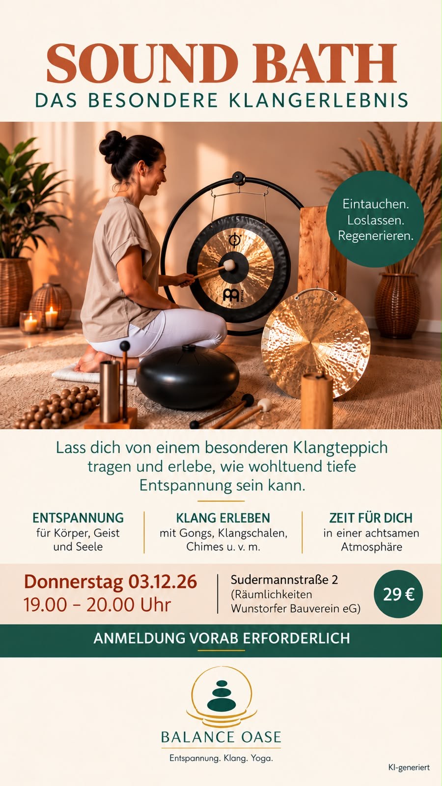 Flyer: Sound Bath Special bei Balance Oase, Donnerstag 03.12.2026