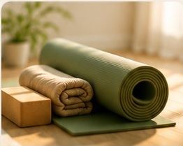 Yogamatte, Yogablock und Decke